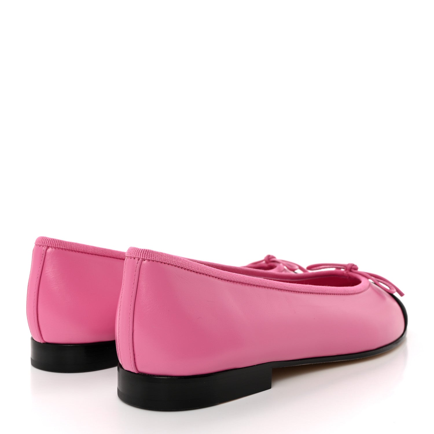 Chanel Lambskin Grosgrain Cap Toe CC Ballerina Flats 37.5 Pink Black 4 of 11