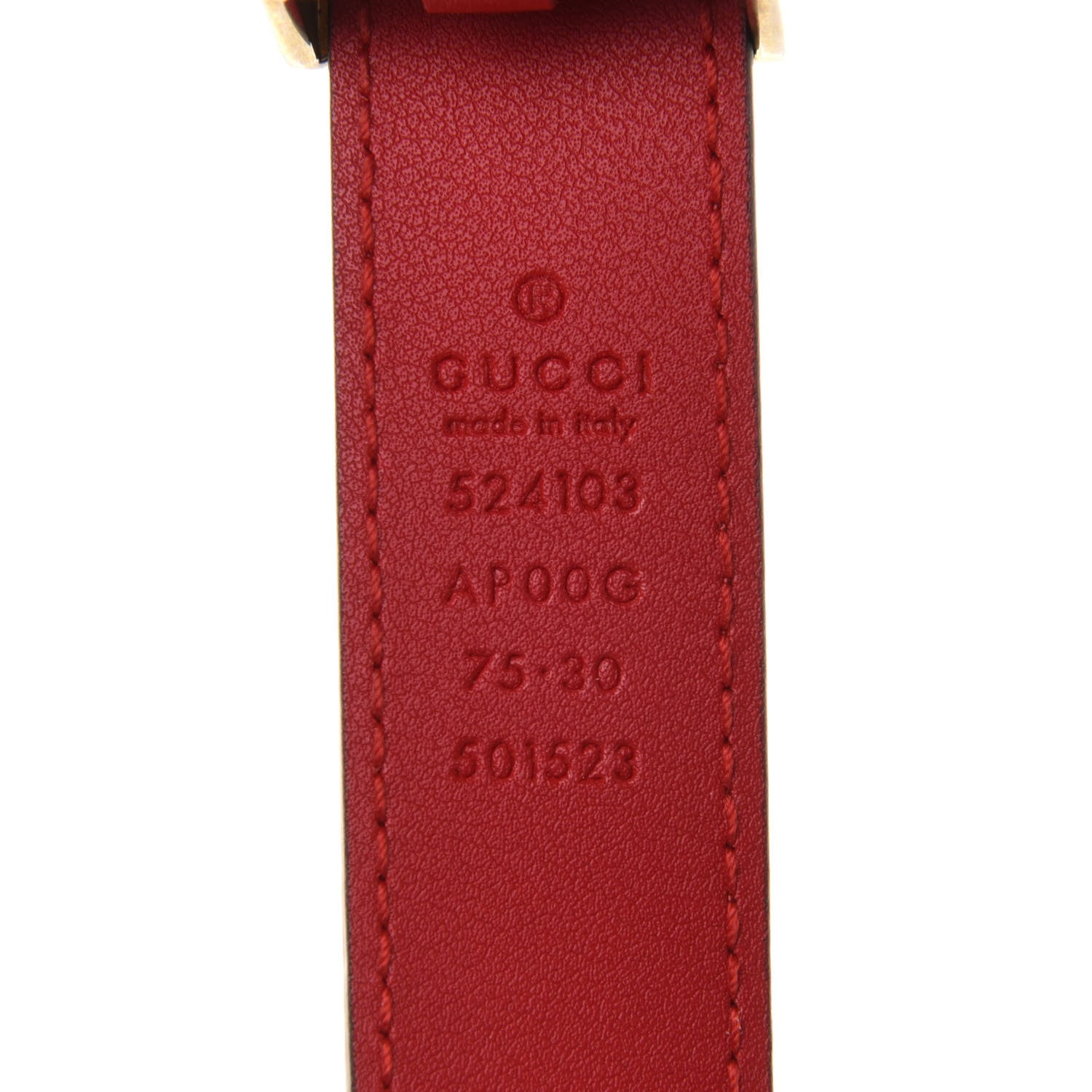 Gucci Moon Calfskin Torchon Double G 25mm Belt 75 30 Hibiscus Red 3 of 4