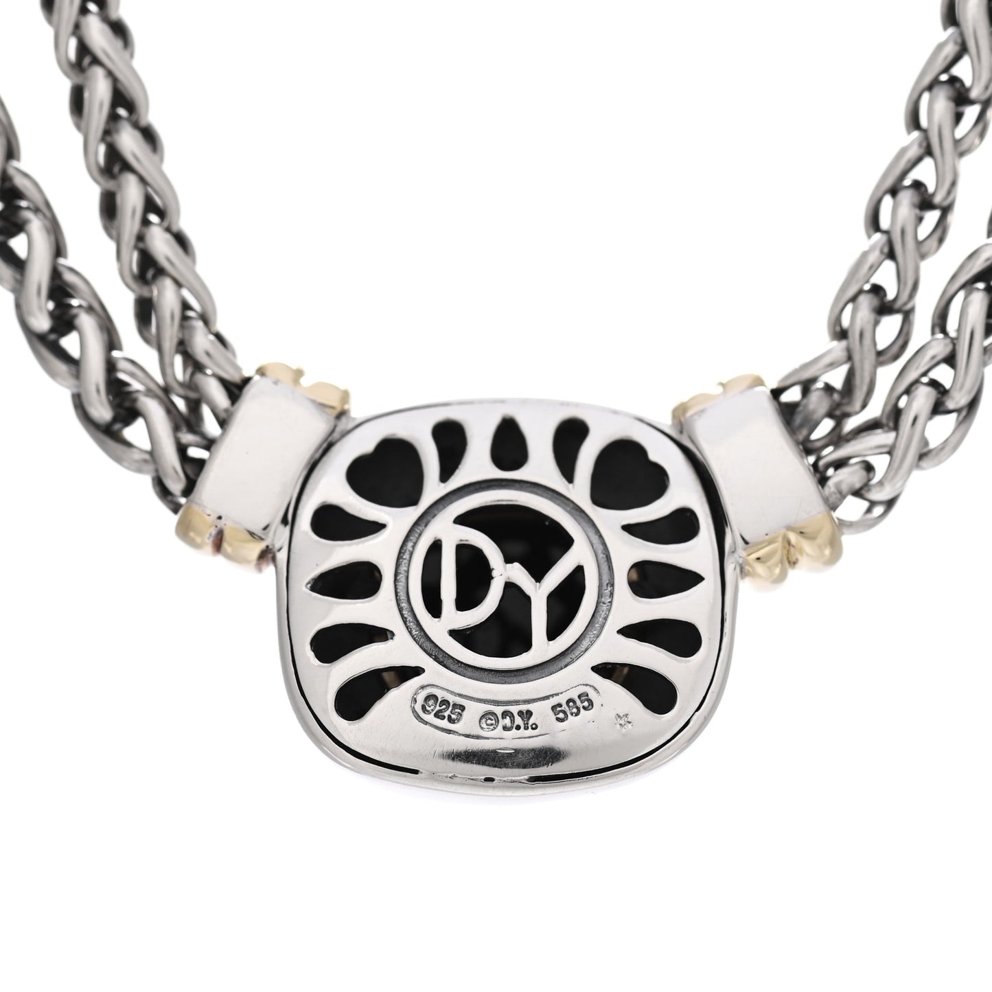 Sterling Silver 14K Yellow Gold Black Onyx Double Wheat Chain Necklace