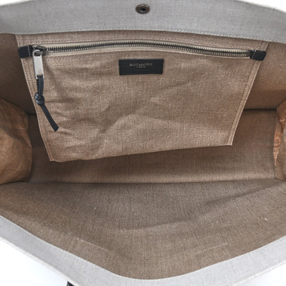 Saint Laurent Linen Calfskin Rive Gauche Tote Optic White 5 of 9