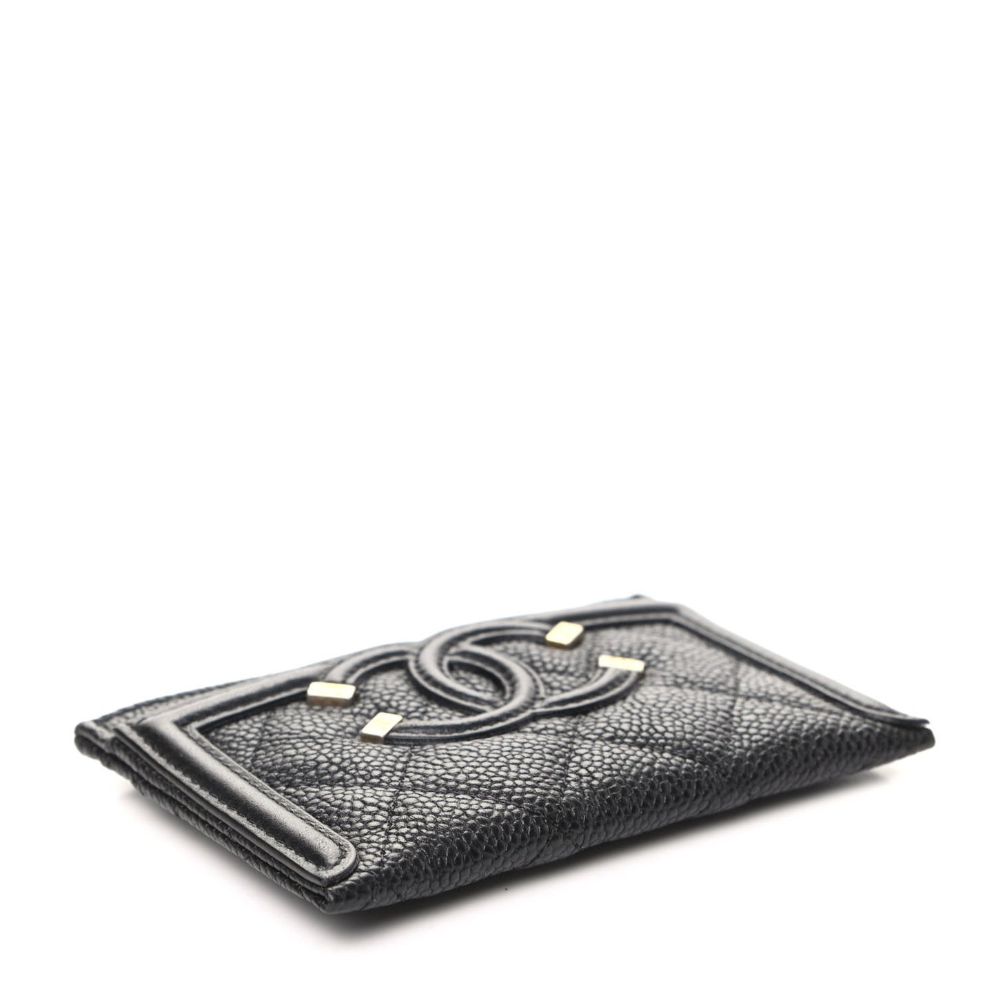 Caviar Quilted Filigree Card Holder Black