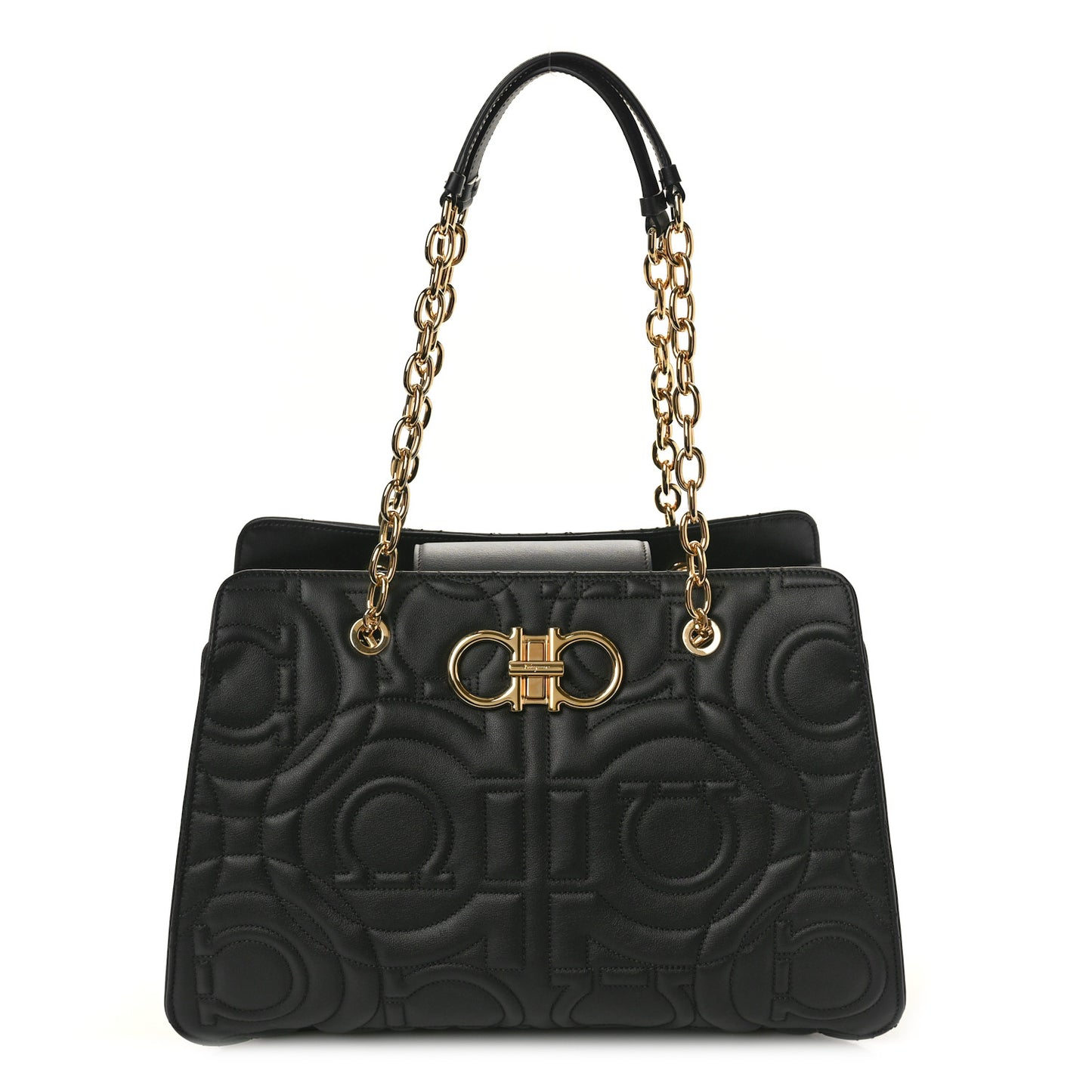 Calfskin Quilted Tote Bag Black