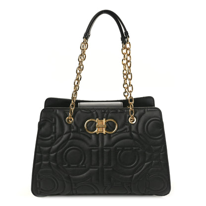 Salvatore Ferragamo Calfskin Quilted Tote Bag Black 1 of 9