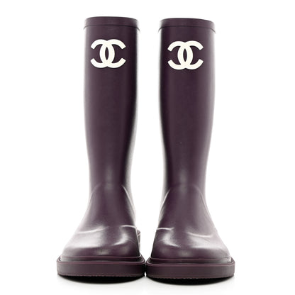 Chanel Caoutchouk CC High Boots 40 Dark Purple 2 of 7