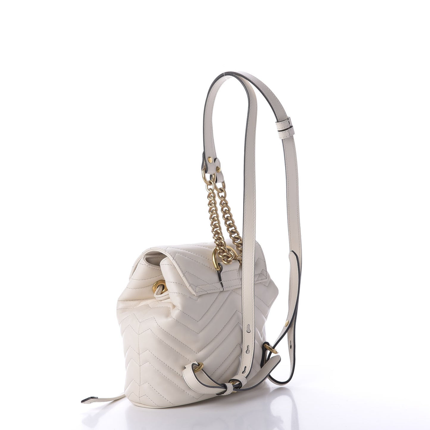 Calfskin Matelasse GG Marmont Flap Backpack White