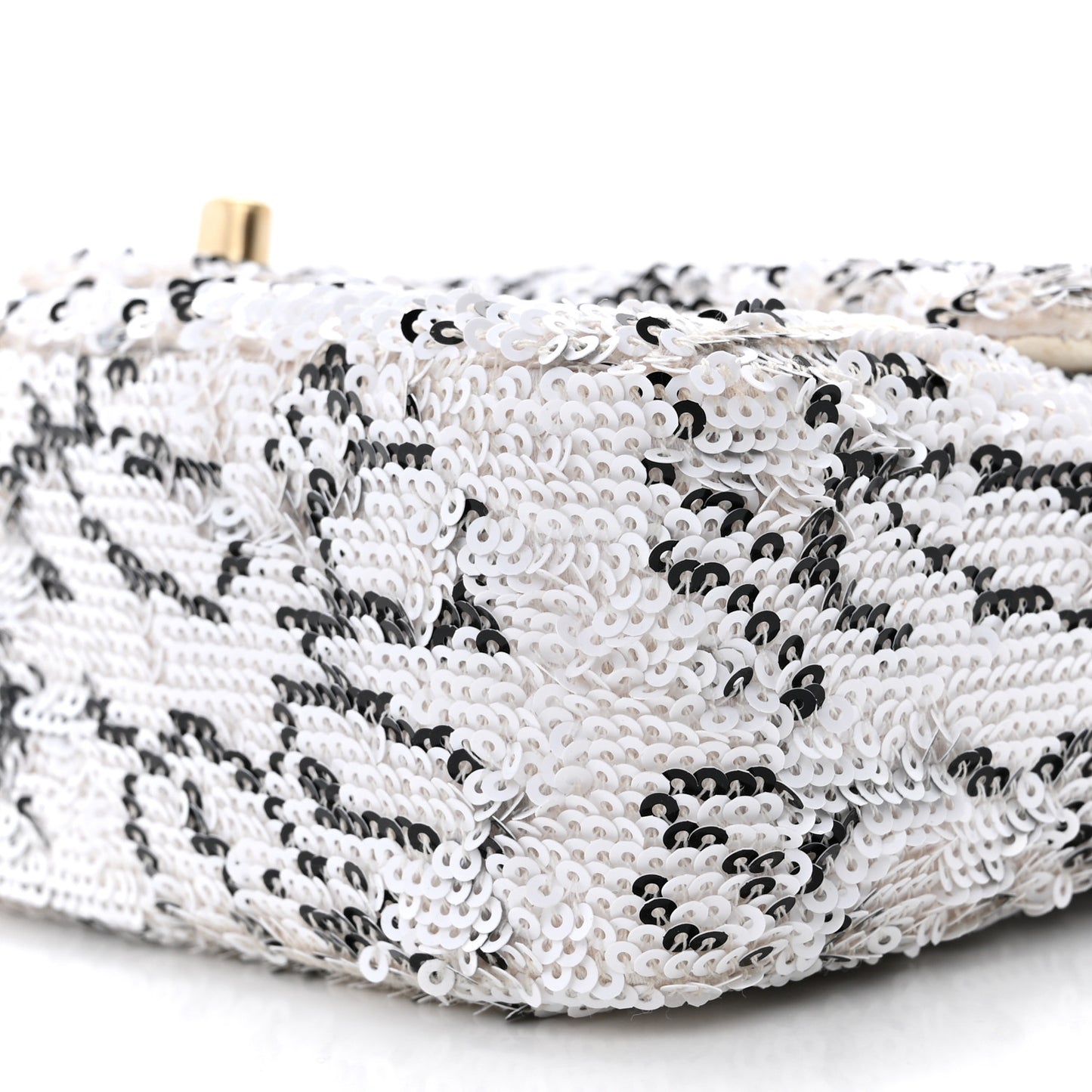 Sequin Logo Mini Rectangular Flap White Black