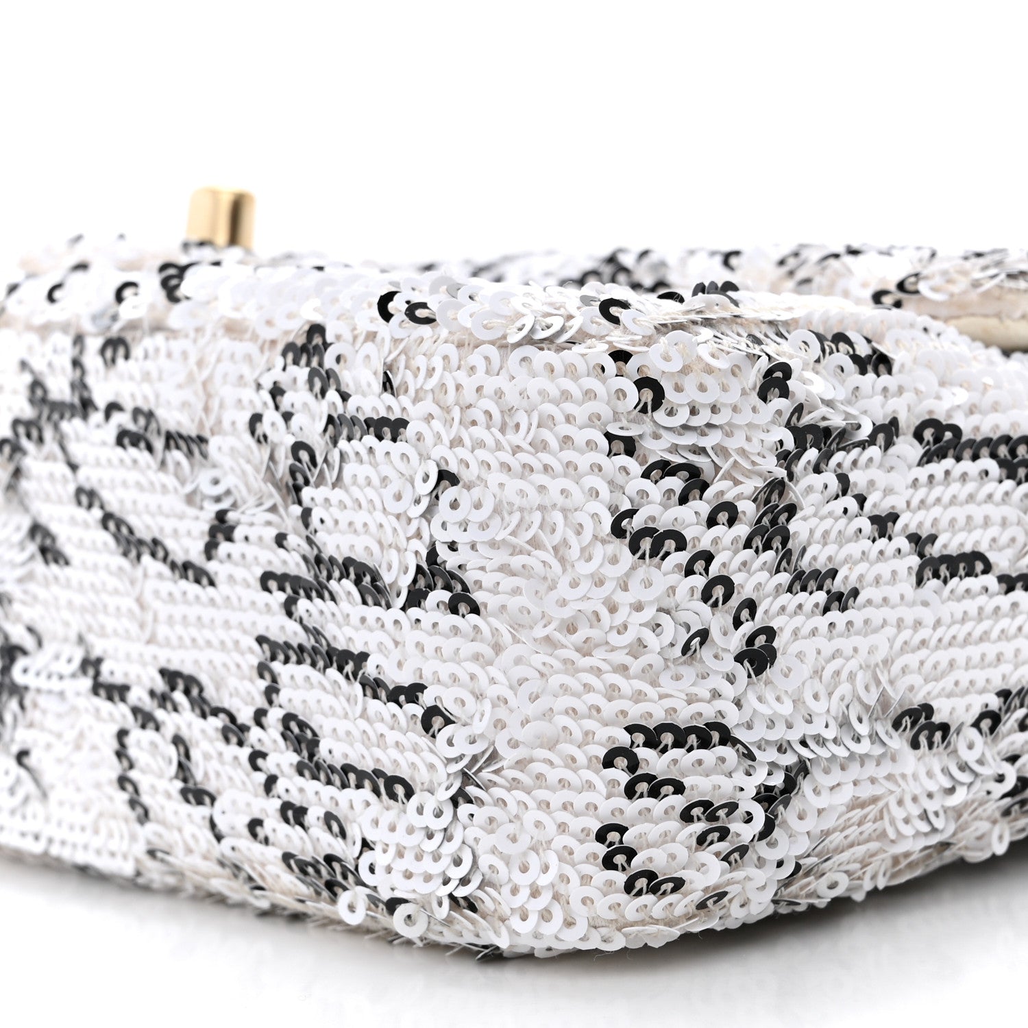 Chanel Sequin Logo Mini Rectangular Flap White Black 10 of 12