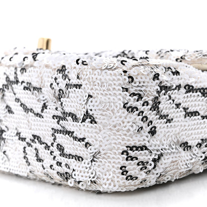 Chanel Sequin Logo Mini Rectangular Flap White Black 10 of 12