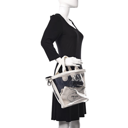 Prada Plexiglass Canapa Small Shopper Tote White 3 of 11