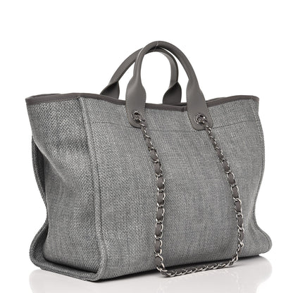 Chanel Woven Straw Raffia Large Deauville Tote Grey 4 of 8
