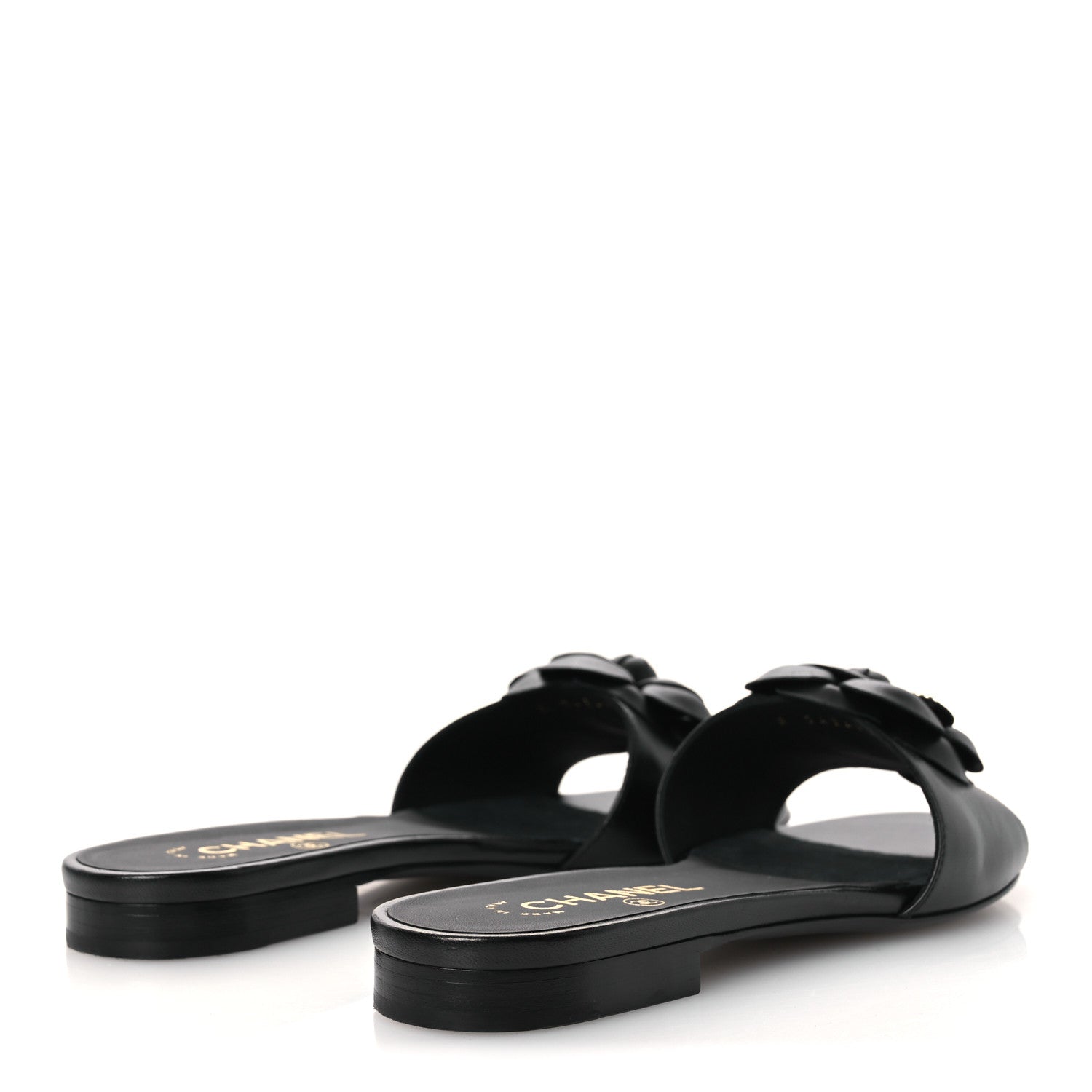 Chanel Lambskin Camellia Sandal Mules 37.5 Black 5 of 11
