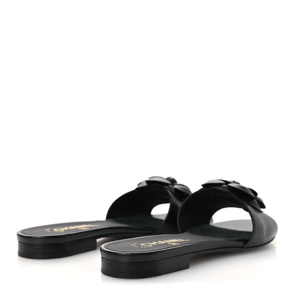 Chanel Lambskin Camellia Sandal Mules 37.5 Black 5 of 11