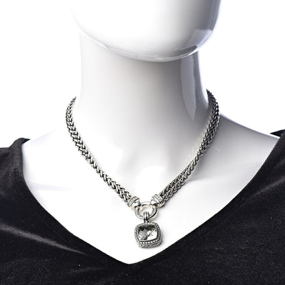 David Yurman Sterling Silver Diamond Prasiolite 14mm Moonlight Ice Albion Wheat Chain Pendant Necklace 2 of 5