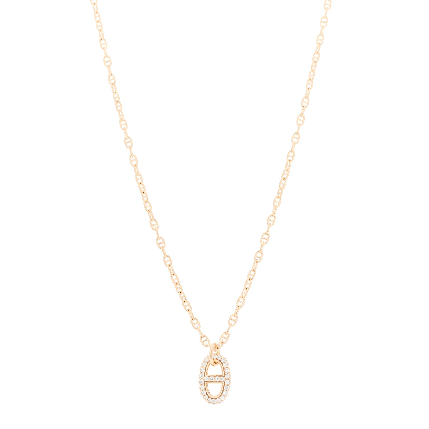 Hermes 18K Rose Gold Diamond PM New Farandole Pendant Necklace 1 of 5