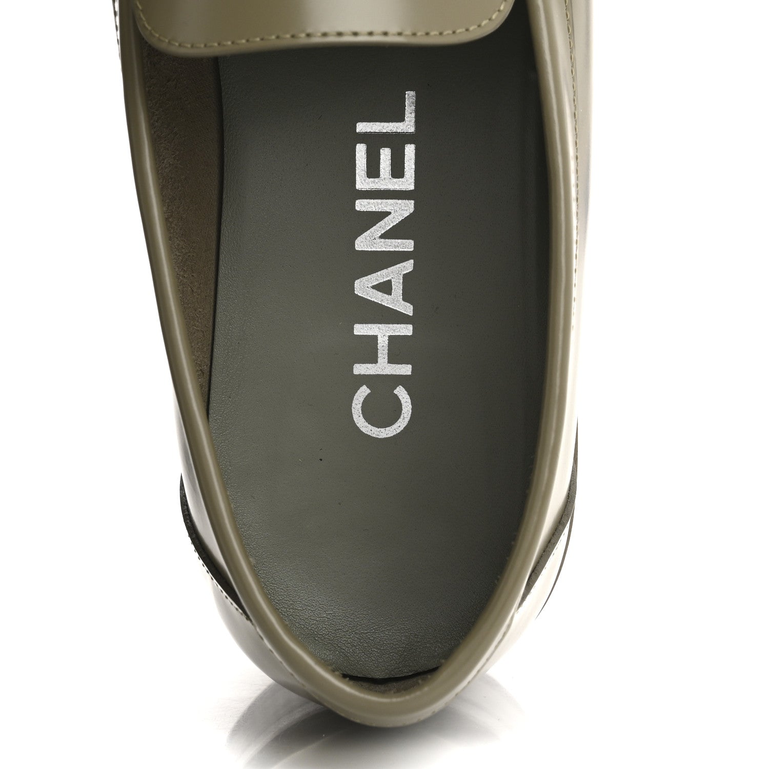 Chanel Calfskin Metal CC Loafers 38.5 Khaki 7 of 10