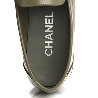 Chanel Calfskin Metal CC Loafers 38.5 Khaki 7 of 10