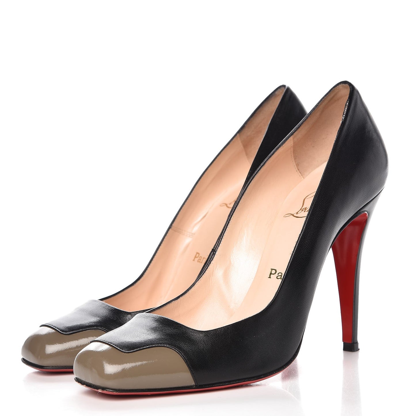 Patent Nappa Lady Grant 100 Cap Toe Pumps 40 Grey Black