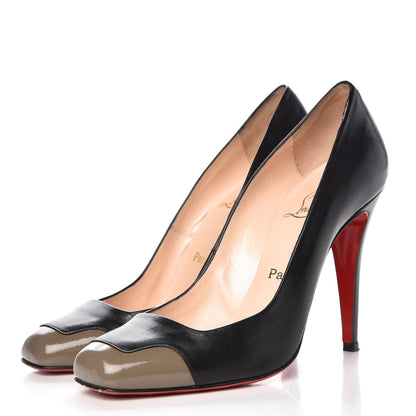 Christian Louboutin Patent Nappa Lady Grant 100 Cap Toe Pumps 40 Grey Black 2 of 16