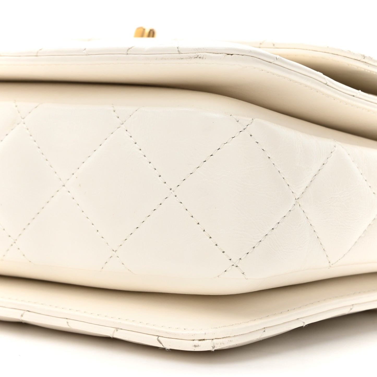 Shiny Calfskin Quilted Multicolor Small Top Handle White