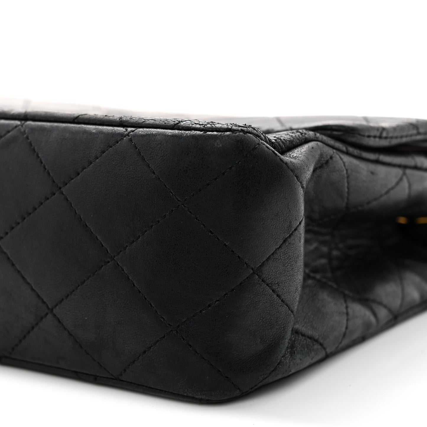 Lambskin Quilted Medium Double Flap Black