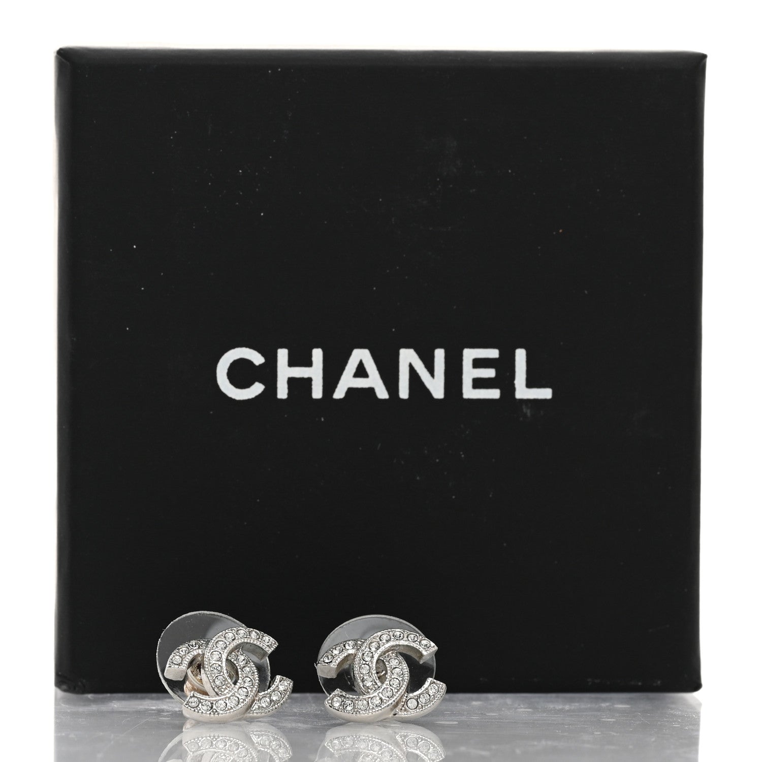Chanel Crystal Mini CC Earrings Silver 5 of 5