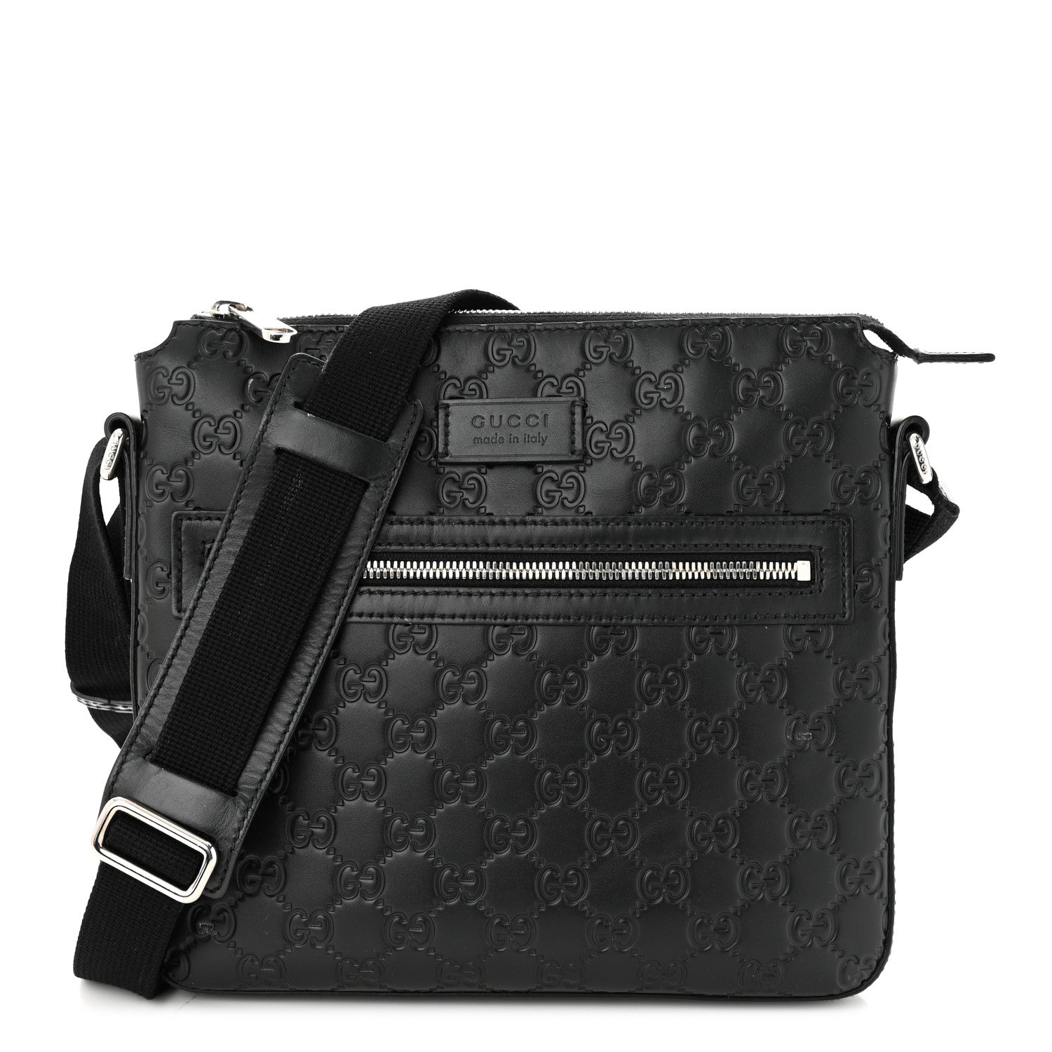 Gucci Guccissima Signature Small Messenger Bag Black 1 of 13