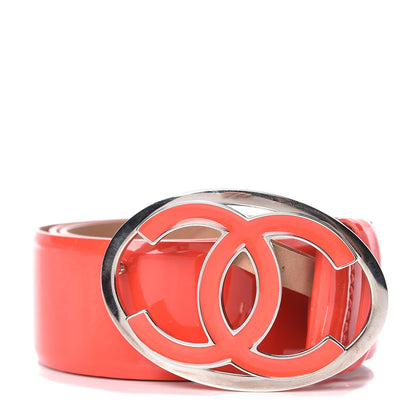 Chanel Patent Calfskin Enamel CC Logo Belt 85 34 Orange 1 of 9