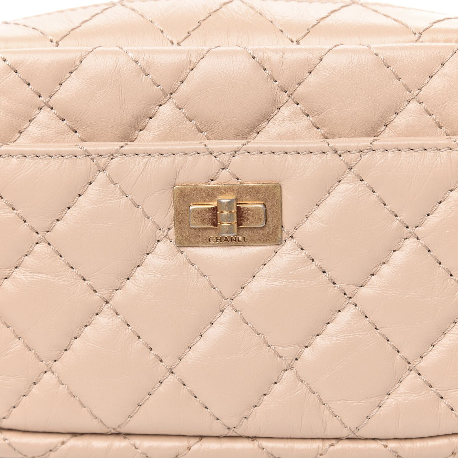 Chanel Aged Calfskin Quilted Mini Reissue Camera Case Beige Clair 8 of 10