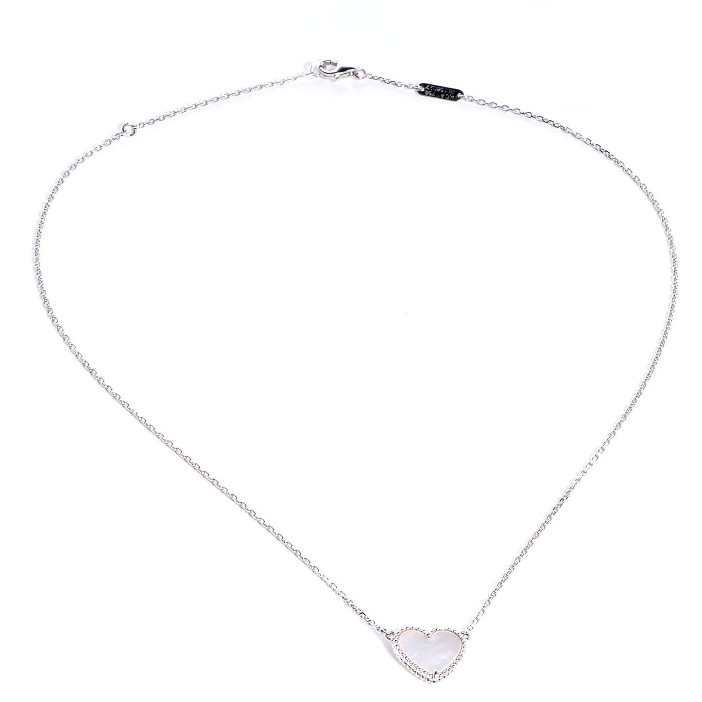 18k White Gold Mother of Pearl Sweet Alhambra Heart Pendant