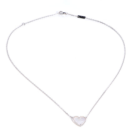 Van Cleef & Arpels 18k White Gold Mother of Pearl Sweet Alhambra Heart Pendant 3 of 6