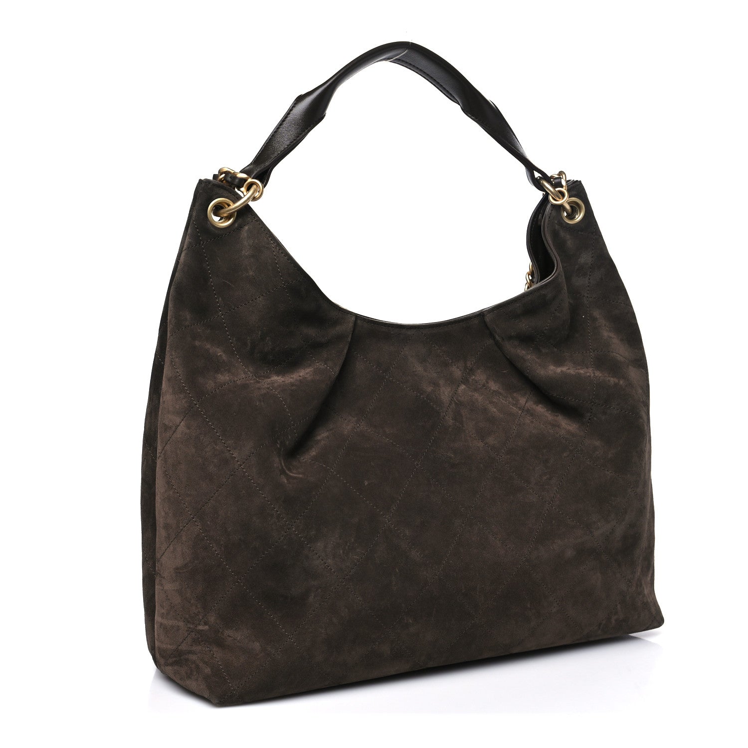 Chanel Suede Calfskin Lambskin Quilted Maxi Hobo Dark Brown 3 of 11