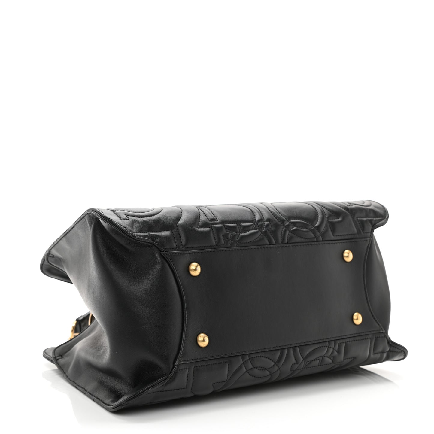 Calfskin Quilted Gancini Shoulder Bag Black