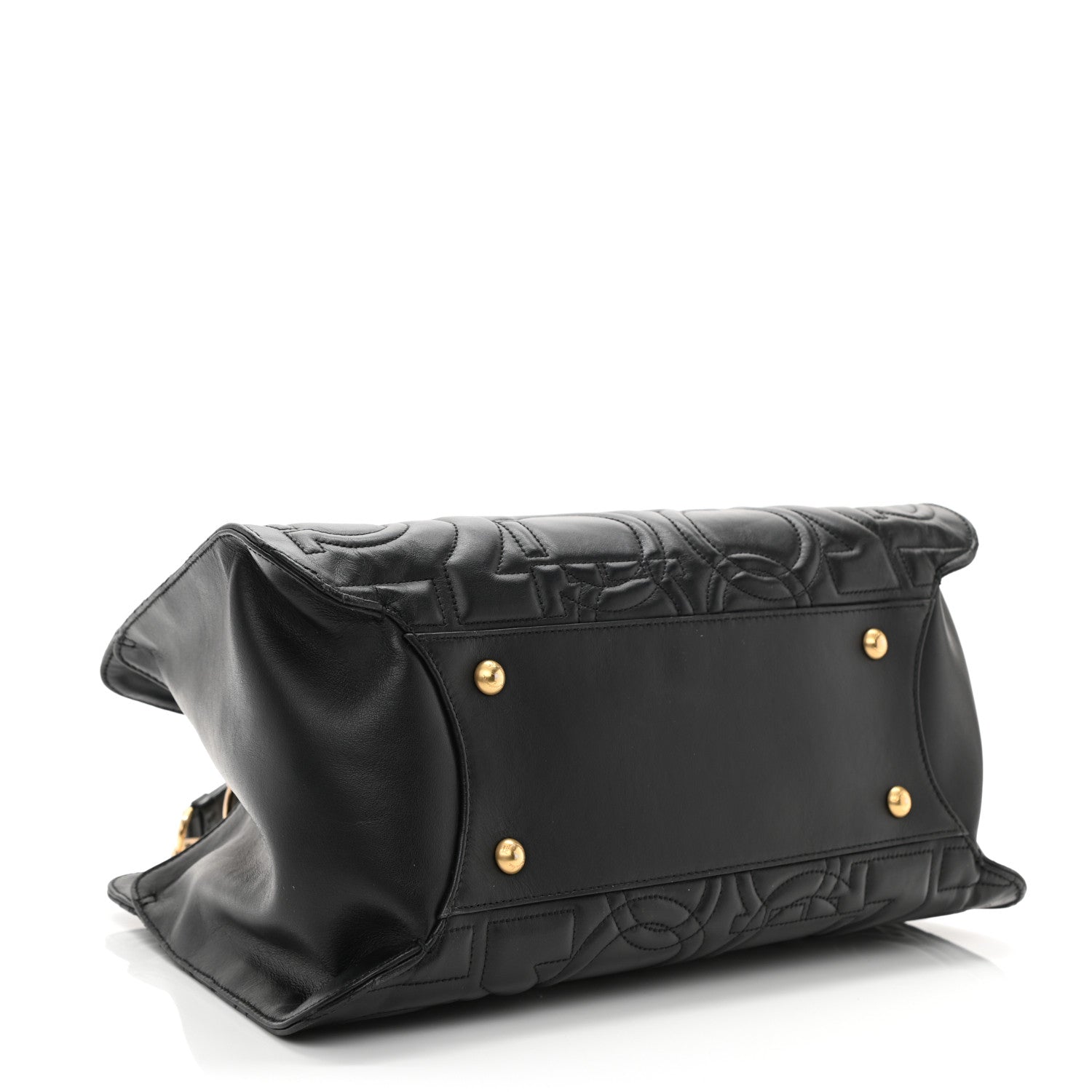 Salvatore Ferragamo Calfskin Quilted Gancini Shoulder Bag Black 4 of 10