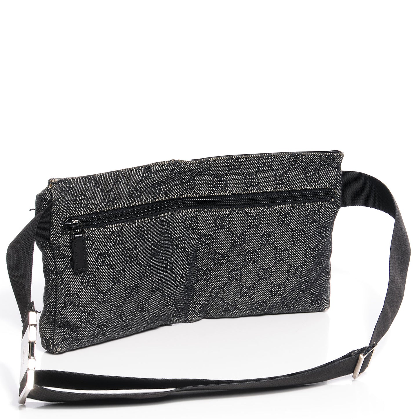 Denim Monogram Double Pocket Belt Bag Black
