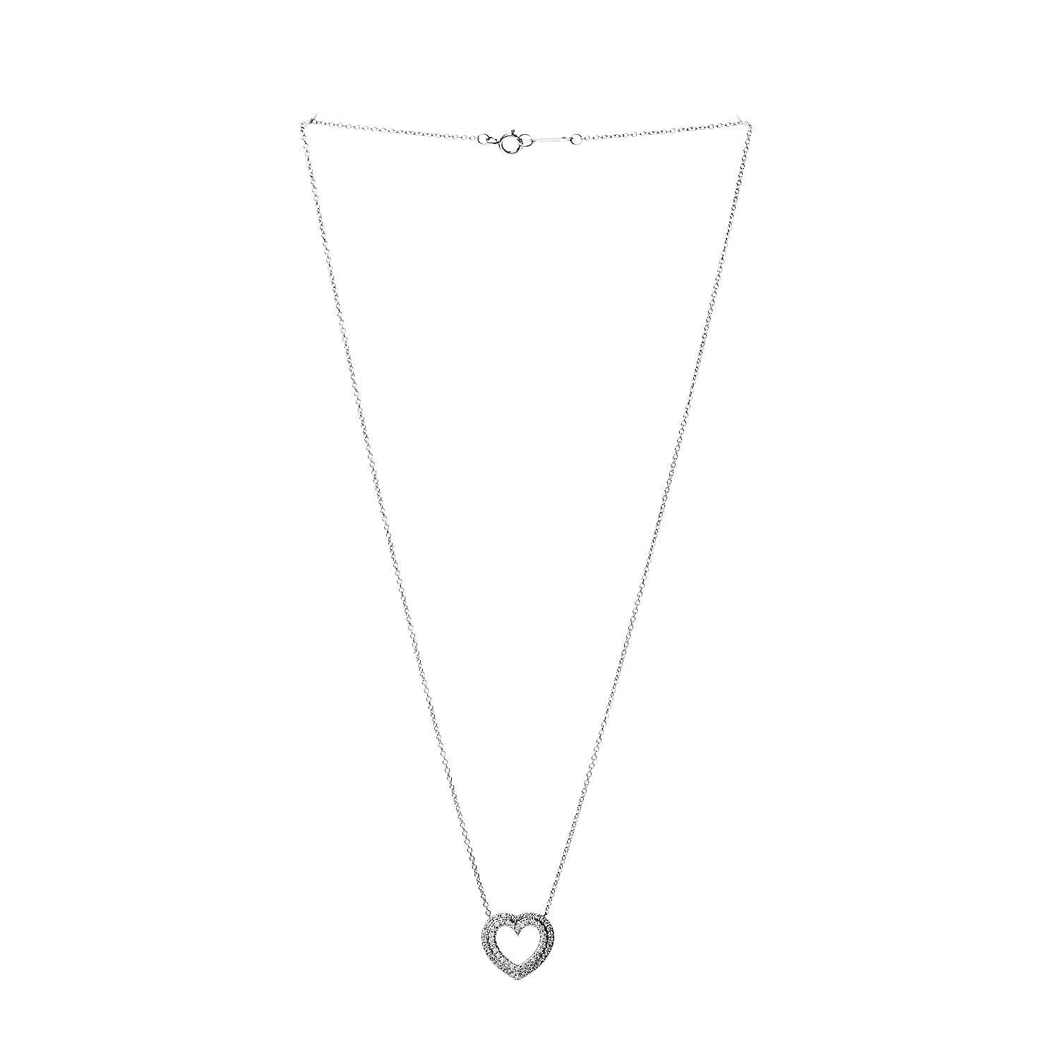 Tiffany Platinum Diamond Metro Heart Pendant Necklace 3 of 7