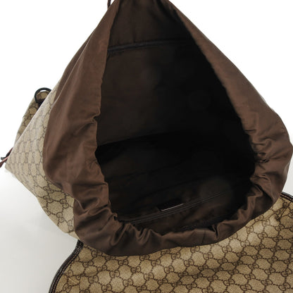 Gucci Monogram GG Supreme Large Interlocking G Double Buckle Backpack Brown 5 of 7