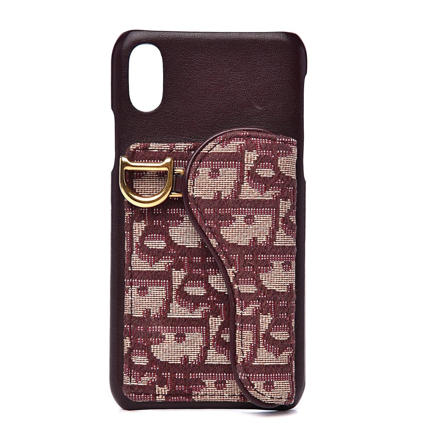 Oblique Calfskin Saddle iPhone X Case Bordeaux