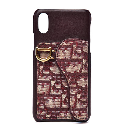 Christian Dior Oblique Calfskin Saddle iPhone X Case Bordeaux 1 of 6