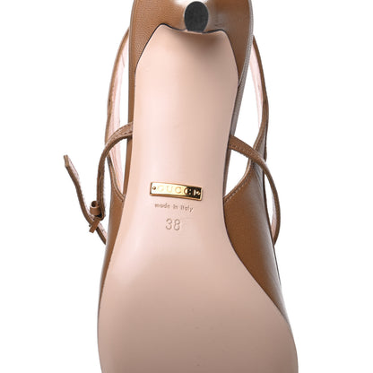 Gucci Malaga Kid Zumi Slingback Low Heel Pumps 38 Friky Taupe 6 of 8