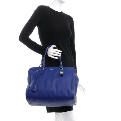 Alexander McQueen Pebbled Calfskin Large Skull Padlock Zip Around Tote Ultramarine 2 of 9