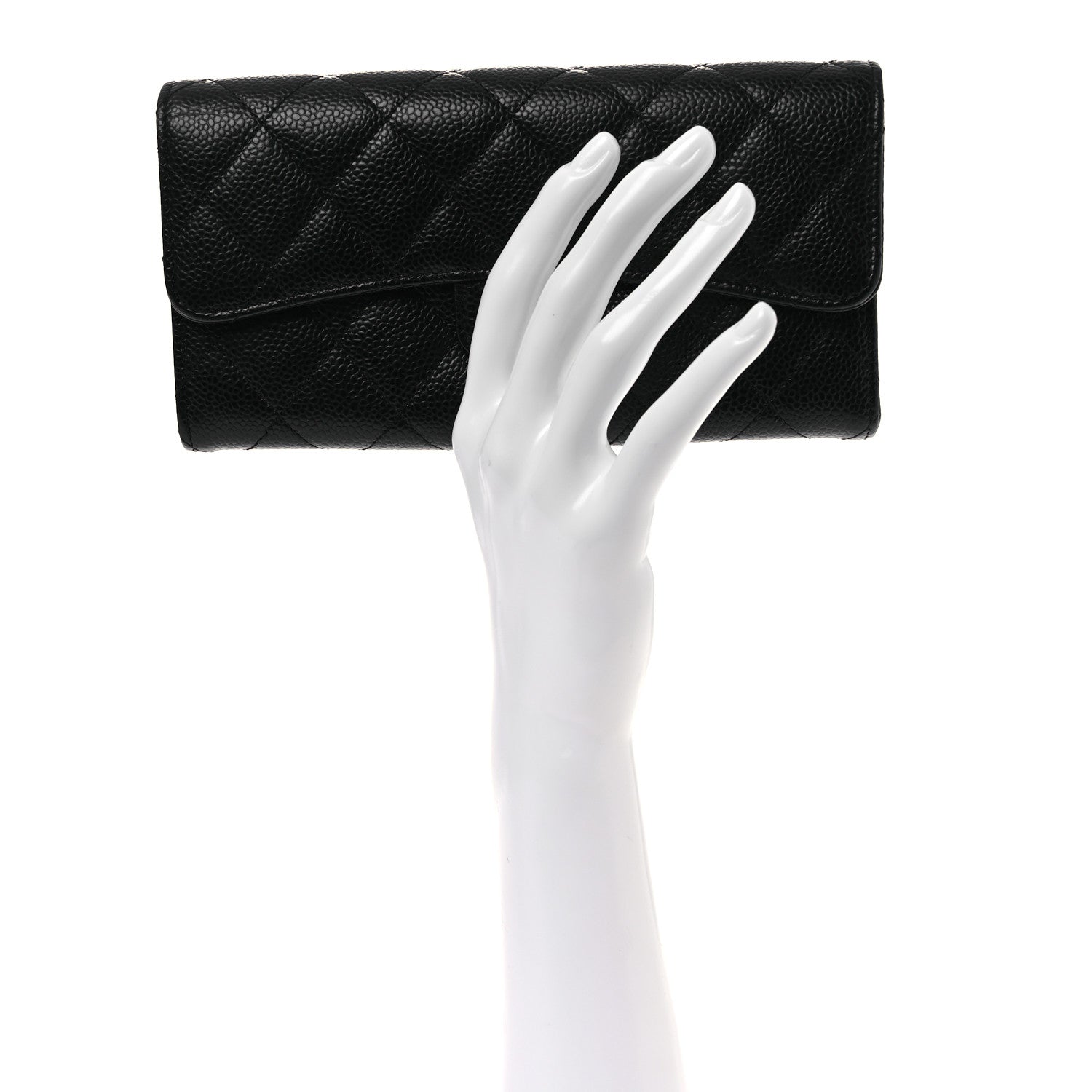 Chanel Caviar Quilted Large Gusset Flap Wallet Black 2 of 9