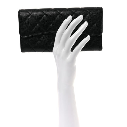 Chanel Caviar Quilted Large Gusset Flap Wallet Black 2 of 9
