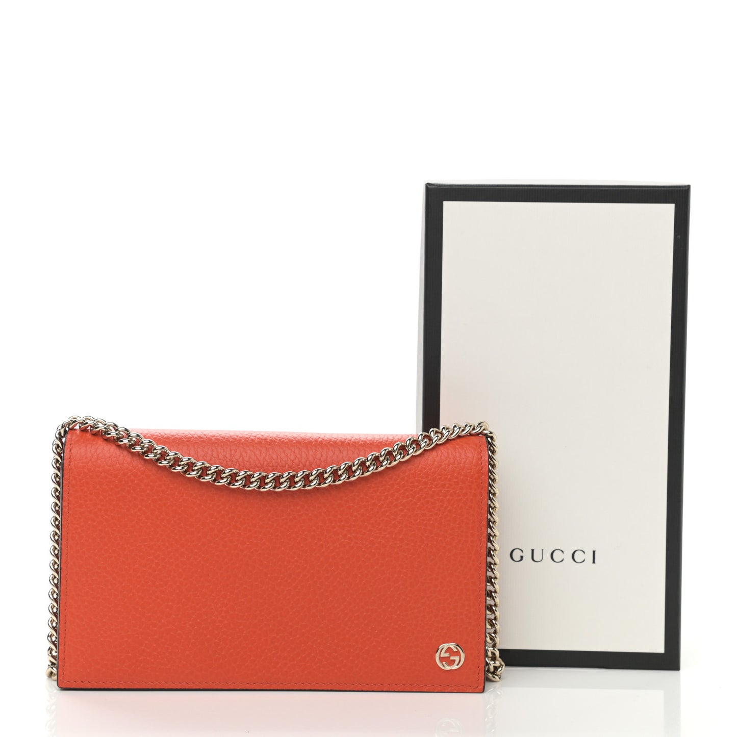 Dollar Calfskin Medium Betty Chain Wallet Sun Orange