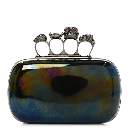 Alexander McQueen Patent Skull Knuckle Oil Slick Duster Box Clutch Multicolor 1 of 8