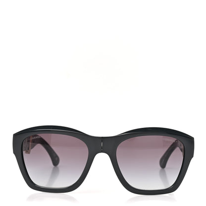 Chanel Acetate Metal Crystal Square Folding Sunglasses 6055-B Grey 2 of 9