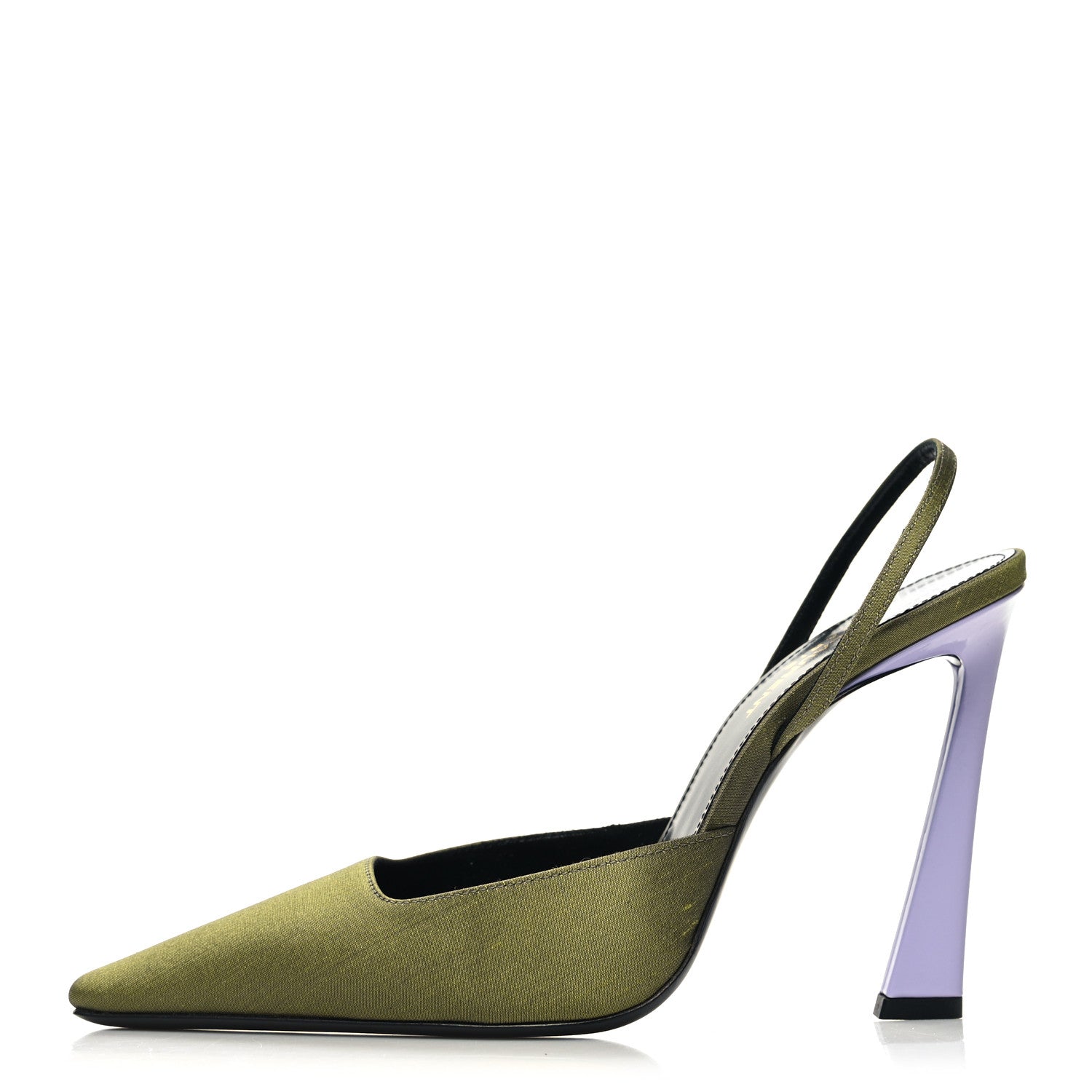 Saint Laurent Crepe De Chine Blade 105 Slingback Pumps 38 Lime 1 of 9