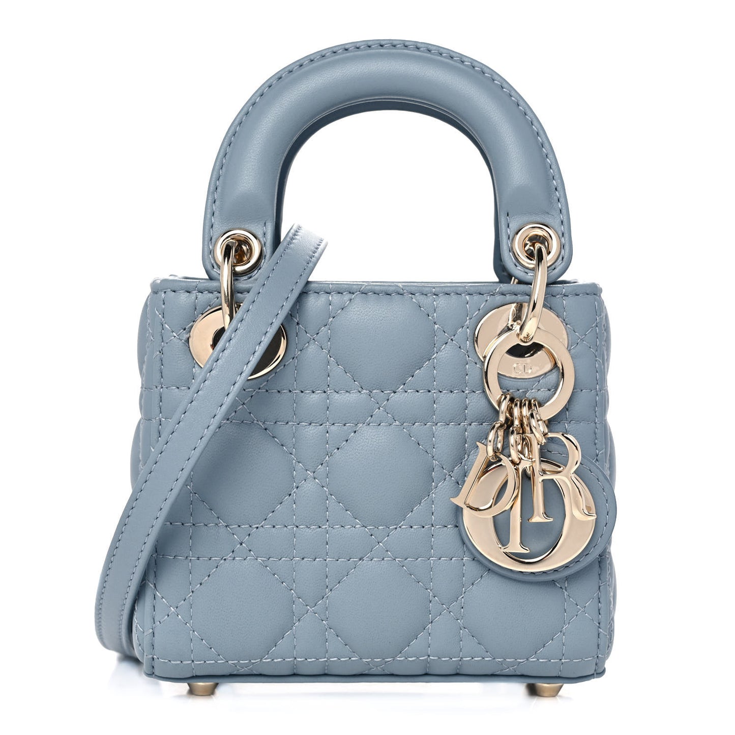 Lambskin Cannage Micro Lady Dior Cloud Blue