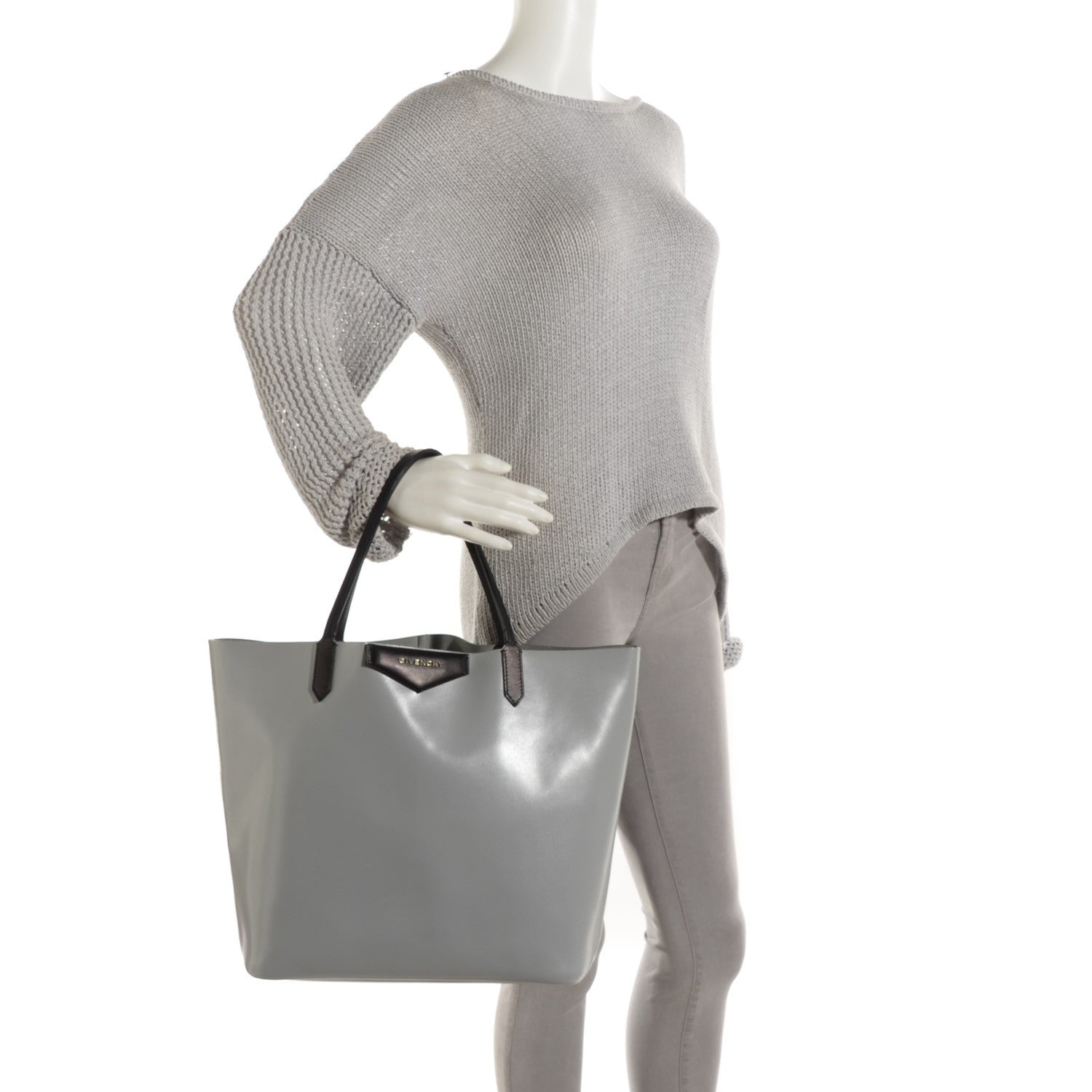 Givenchy Calfskin Medium Bi-Color Antigona Tote Grey Black 3 of 10