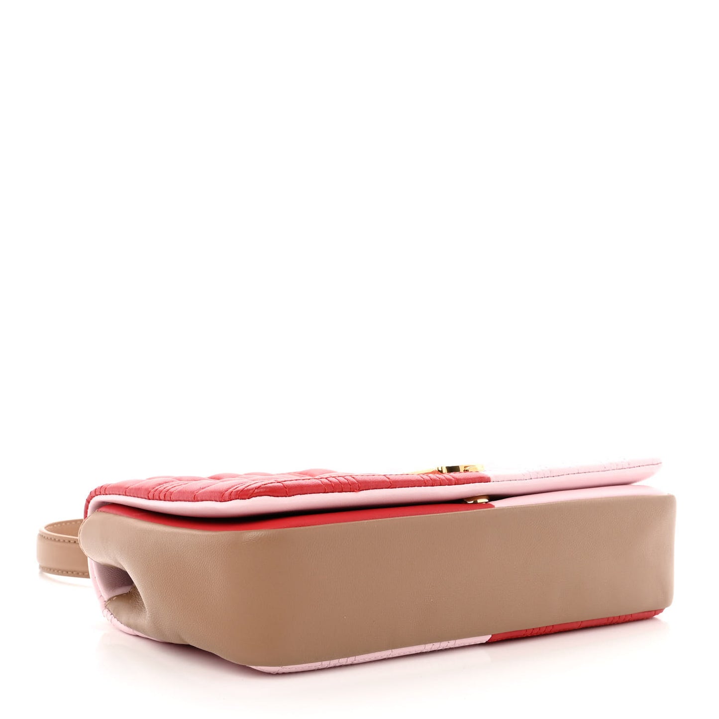 Lambskin Quilted Small Lola Bag Bright Red Pink Tan