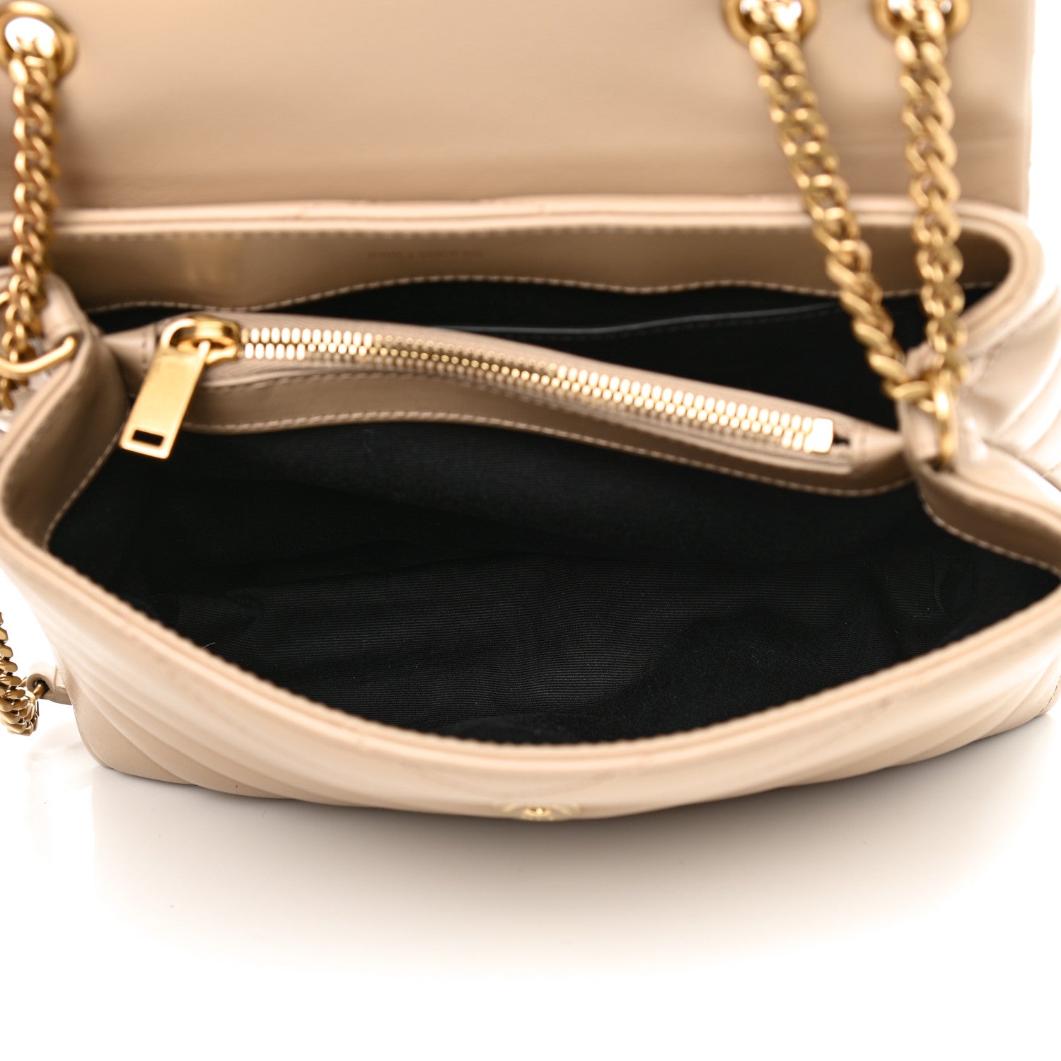Saint Laurent Calfskin Y Quilted Monogram Small Loulou Chain Satchel Dark Beige 5 of 8